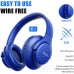 Bluetooth Headphones Over Ear,KVIDIO 55 Hours Playtime Wireless Headphones with Microphone,Foldable Lightweight Headset with Deep Bass,HiFi Stereo Sound for Travel Work Laptop PC Cellphone (Blue)