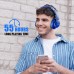 Bluetooth Headphones Over Ear,KVIDIO 55 Hours Playtime Wireless Headphones with Microphone,Foldable Lightweight Headset with Deep Bass,HiFi Stereo Sound for Travel Work Laptop PC Cellphone (Blue)