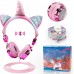 Kids Headphones, Unicorn Bluetooth/Wired Headphones with Microphone Adjustable Headband,85dB Volume Limited HD Sound Headphones for School, Birthday, Xmas, Unicorn Gift (Diamond Blue)